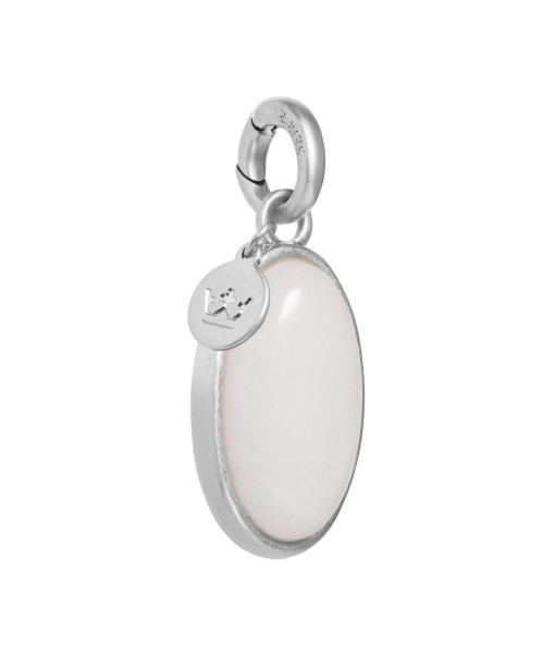 Essentials Oval Charm White Jade matt silver 