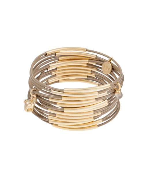 Urban Gypsy bracelets taupe leather matt gold plated